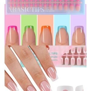 Colorful and French Tip Pre-Shaped Nails